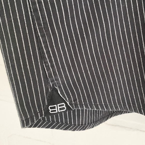 Balenciaga Men’s Button down shirt Pinstripe Black White 100% cotton FLAW XL - Picture 10 of 14